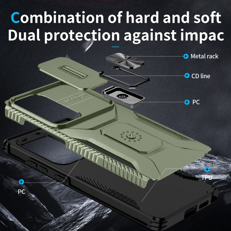 For Samsung Galaxy S25 Ultra 5G Sliding Camshield Holder Phone Case(Alpine Green) by buy2fix