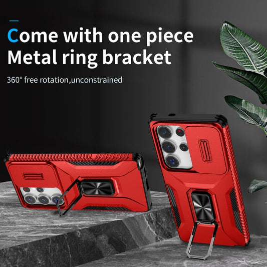 For Samsung Galaxy S25 Ultra 5G Sliding Camshield Holder Phone Case(Red) by buy2fix