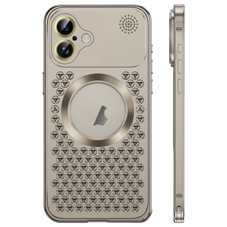 For iPhone 16 Spring Buckle MagSafe Magnetic Metal Aromatherapy Phone Case(Grey) - iPhone 16 Cases by buy2fix | Online Shopping UK | buy2fix