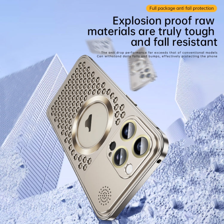 For iPhone 16 Pro Max Spring Buckle MagSafe Magnetic Metal Aromatherapy Phone Case(Blue) - iPhone 16 Pro Cases by buy2fix | Online Shopping UK | buy2fix
