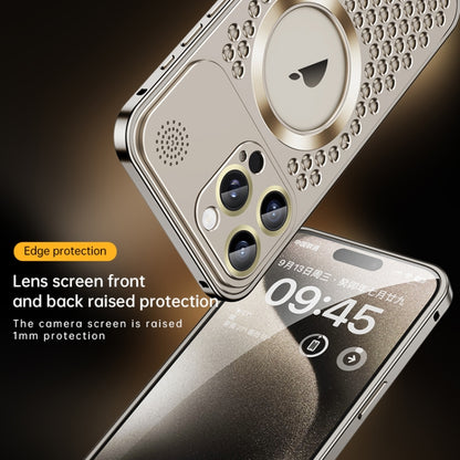 For iPhone 16 Pro Spring Buckle MagSafe Magnetic Metal Aromatherapy Phone Case(Grey) - iPhone 16 Pro Cases by buy2fix | Online Shopping UK | buy2fix