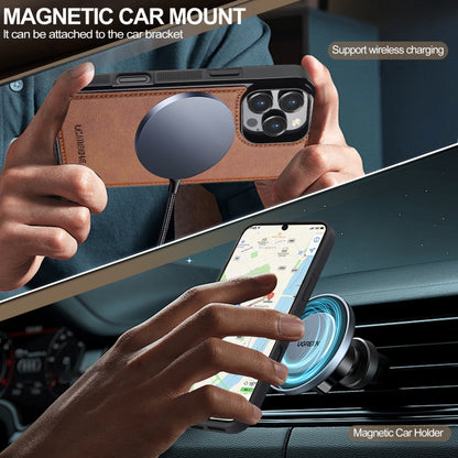 For iPhone 16 Pro Max LC.IMEEKE L5 Series Detachable RFID Card Bag Magsafe Phone Case(Brown) by LC.IMEEKE