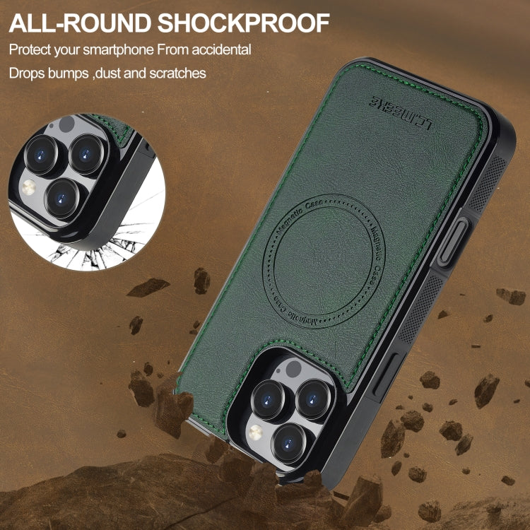 For iPhone 16 Pro Max LC.IMEEKE L5 Series Detachable RFID Card Bag Magsafe Phone Case(Green) by LC.IMEEKE