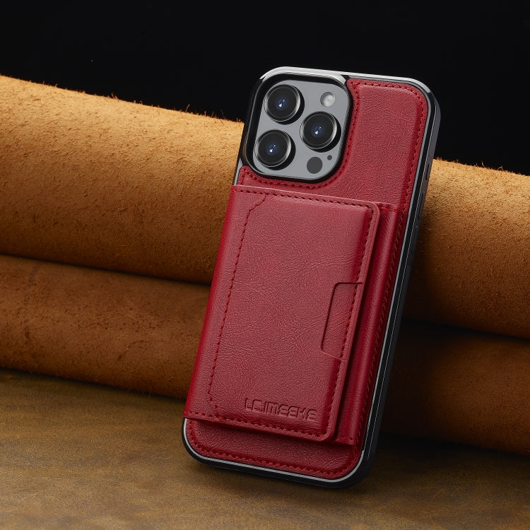 For iPhone 16 Pro Max LC.IMEEKE L5 Series Detachable RFID Card Bag Magsafe Phone Case(Red) by LC.IMEEKE