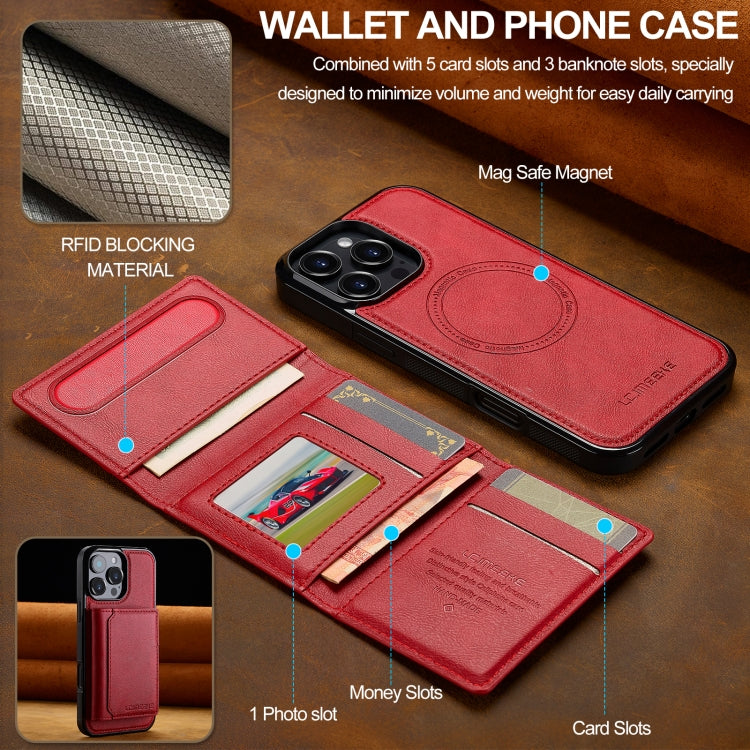 For iPhone 16 Pro Max LC.IMEEKE L5 Series Detachable RFID Card Bag Magsafe Phone Case(Red) by LC.IMEEKE