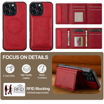 For iPhone 16 Pro Max LC.IMEEKE L5 Series Detachable RFID Card Bag Magsafe Phone Case(Red) by LC.IMEEKE