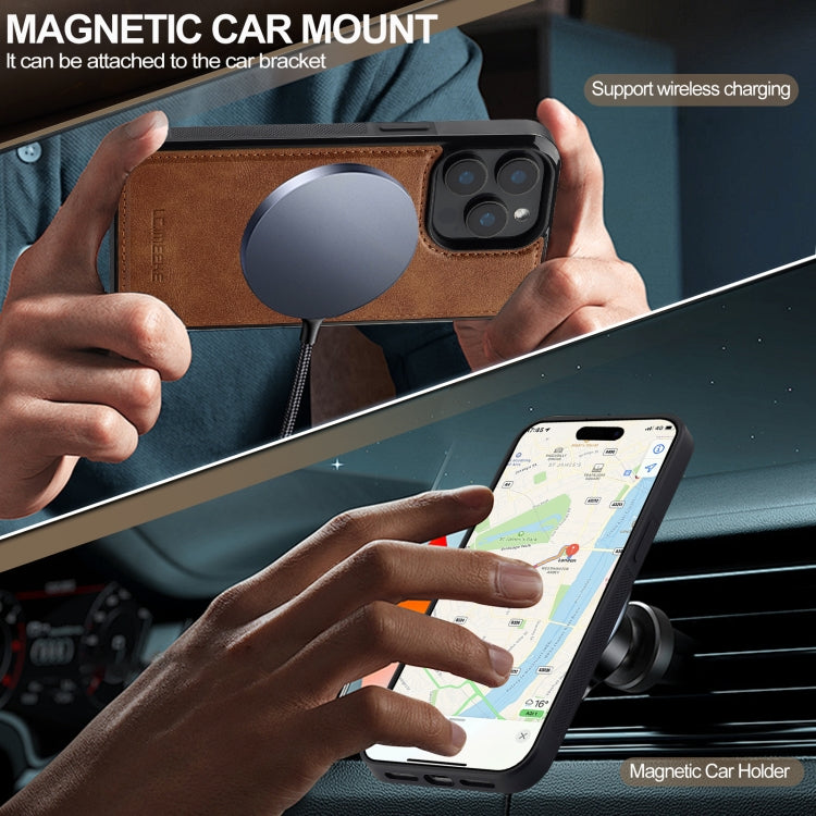 For iPhone 15 Pro LC.IMEEKE L5 Series Detachable RFID Card Bag Magsafe Phone Case(Brown) - iPhone 15 Pro Cases by LC.IMEEKE | Online Shopping UK | buy2fix