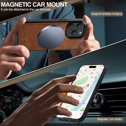 For iPhone 15 Pro LC.IMEEKE L5 Series Detachable RFID Card Bag Magsafe Phone Case(Brown) - iPhone 15 Pro Cases by LC.IMEEKE | Online Shopping UK | buy2fix