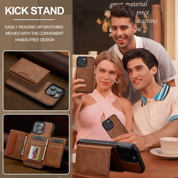 For iPhone 14 Pro Max LC.IMEEKE L5 Series Detachable RFID Card Bag Magsafe Phone Case(Brown) - iPhone 14 Pro Max Cases by LC.IMEEKE | Online Shopping UK | buy2fix