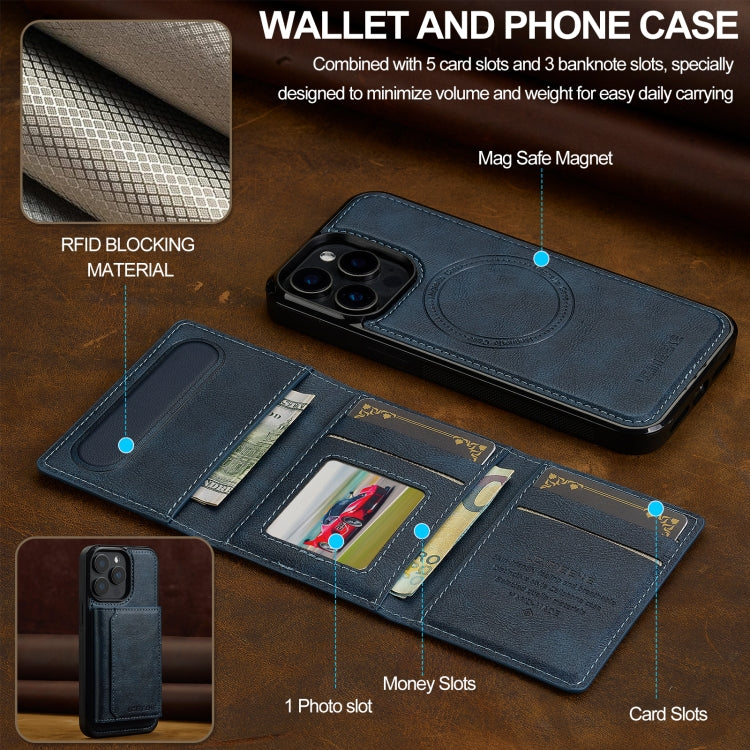 For iPhone 14 Pro Max LC.IMEEKE L5 Series Detachable RFID Card Bag Magsafe Phone Case(Blue) - iPhone 14 Pro Max Cases by LC.IMEEKE | Online Shopping UK | buy2fix