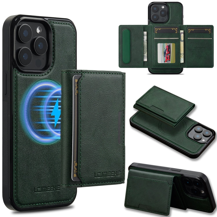 For iPhone 14 Pro Max LC.IMEEKE L5 Series Detachable RFID Card Bag Magsafe Phone Case(Green) - iPhone 14 Pro Max Cases by LC.IMEEKE | Online Shopping UK | buy2fix