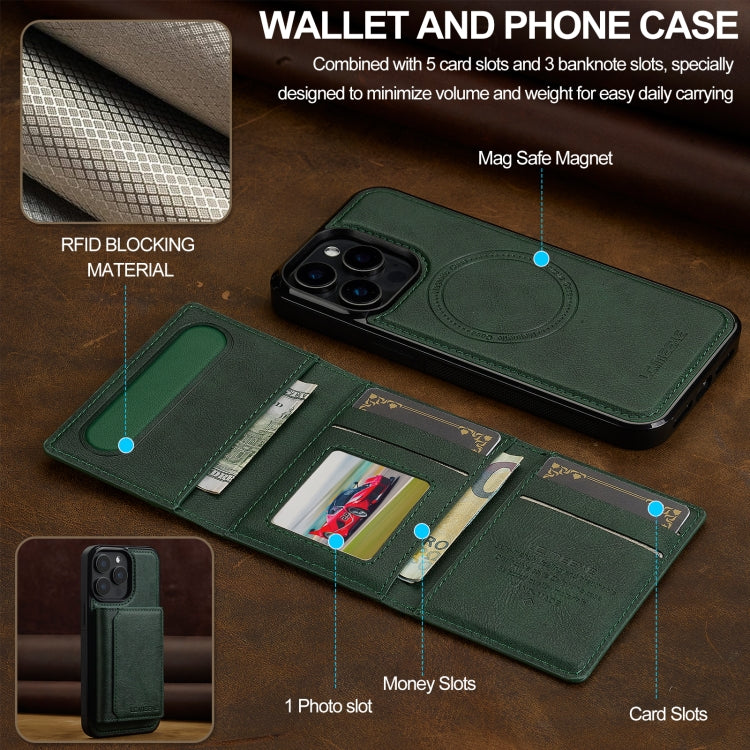 For iPhone 14 Pro Max LC.IMEEKE L5 Series Detachable RFID Card Bag Magsafe Phone Case(Green) - iPhone 14 Pro Max Cases by LC.IMEEKE | Online Shopping UK | buy2fix