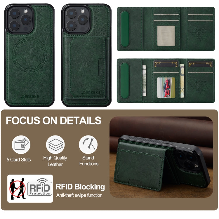 For iPhone 14 Pro Max LC.IMEEKE L5 Series Detachable RFID Card Bag Magsafe Phone Case(Green) - iPhone 14 Pro Max Cases by LC.IMEEKE | Online Shopping UK | buy2fix