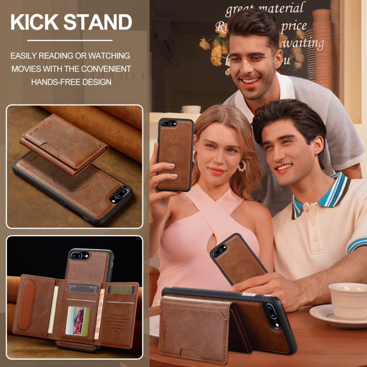 For iPhone SE 2024 LC.IMEEKE L5 Series Detachable RFID Card Bag Magsafe Phone Case(Brown) - More iPhone Cases by LC.IMEEKE | Online Shopping UK | buy2fix