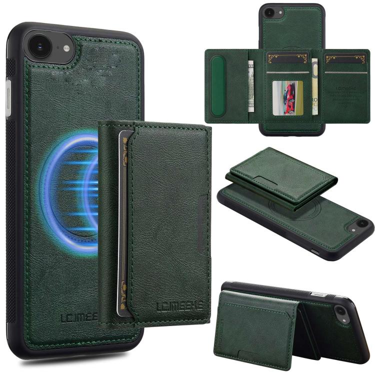 For iPhone SE 2024 LC.IMEEKE L5 Series Detachable RFID Card Bag Magsafe Phone Case(Green) - More iPhone Cases by LC.IMEEKE | Online Shopping UK | buy2fix