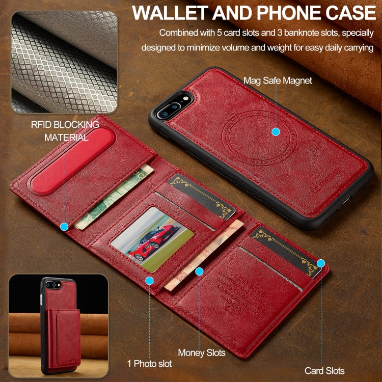 For iPhone SE 2024 LC.IMEEKE L5 Series Detachable RFID Card Bag Magsafe Phone Case(Red) - More iPhone Cases by LC.IMEEKE | Online Shopping UK | buy2fix