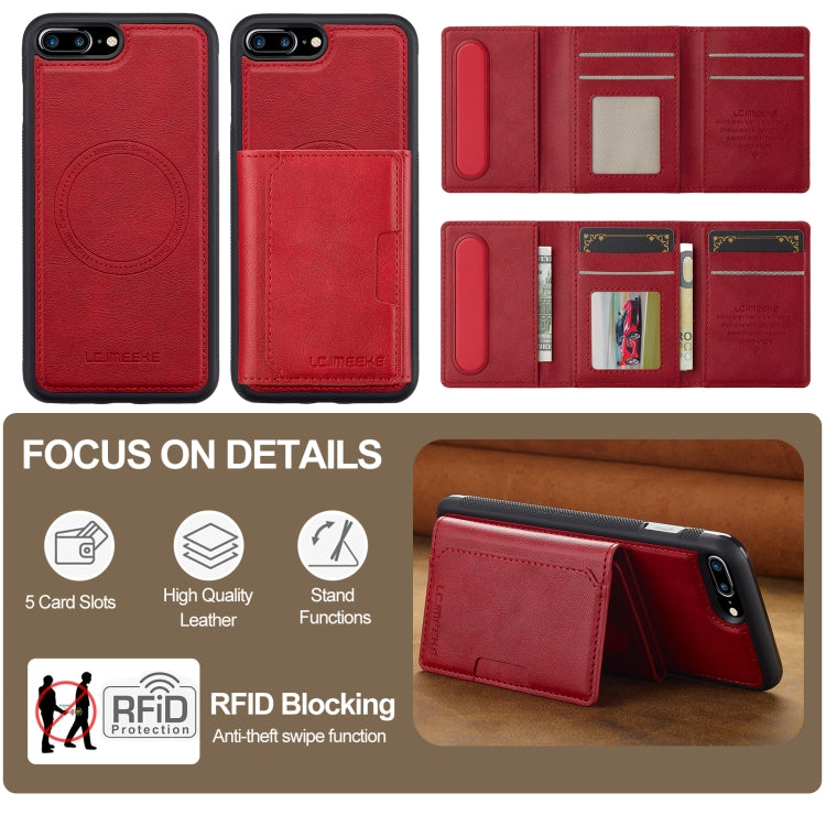 For iPhone SE 2024 LC.IMEEKE L5 Series Detachable RFID Card Bag Magsafe Phone Case(Red) - More iPhone Cases by LC.IMEEKE | Online Shopping UK | buy2fix