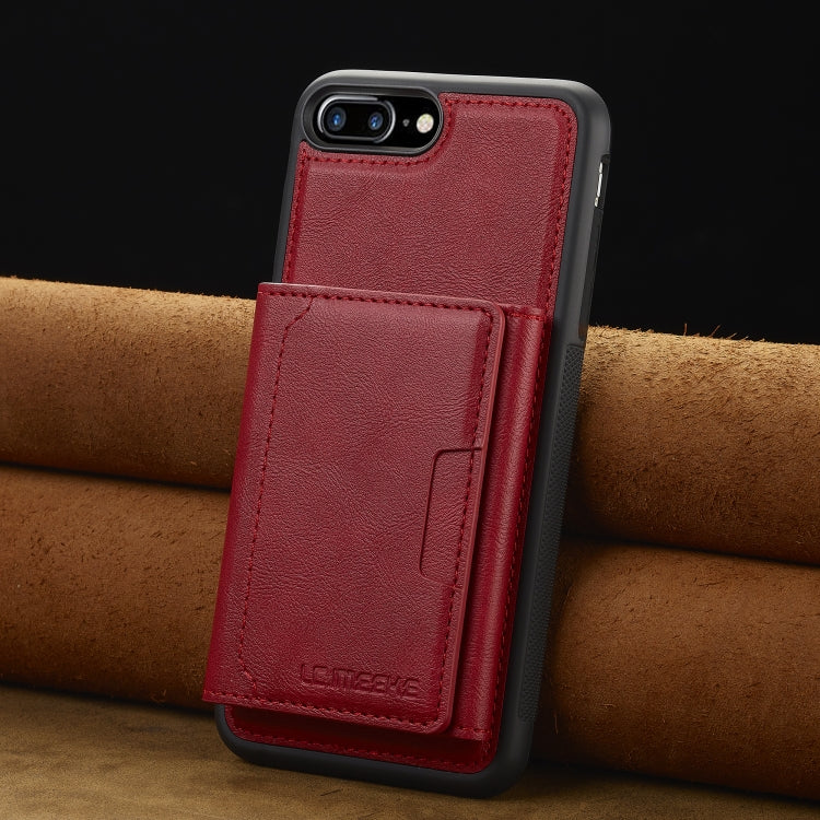 For iPhone SE 2022 / 2020 LC.IMEEKE L5 Series Detachable RFID Card Bag Magsafe Phone Case(Red) - iPhone SE 2022 / 2020 / 8 / 7 Cases by LC.IMEEKE | Online Shopping UK | buy2fix
