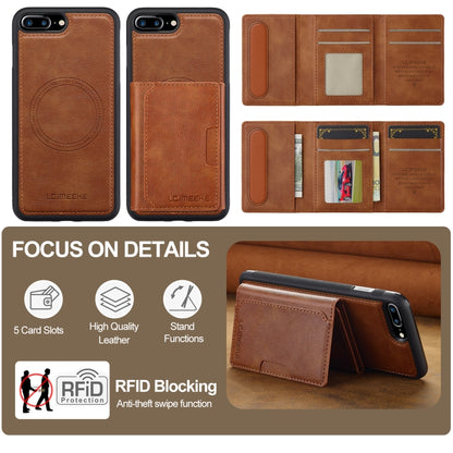 For iPhone 8 Plus / 7 Plus LC.IMEEKE L5 Series Detachable RFID Card Bag Magsafe Phone Case(Brown) - More iPhone Cases by LC.IMEEKE | Online Shopping UK | buy2fix