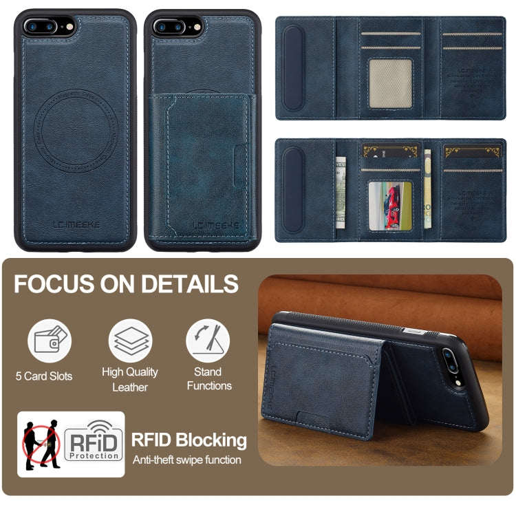 For iPhone 8 Plus / 7 Plus LC.IMEEKE L5 Series Detachable RFID Card Bag Magsafe Phone Case(Blue) - More iPhone Cases by LC.IMEEKE | Online Shopping UK | buy2fix