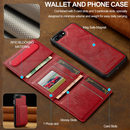 For iPhone 8 Plus / 7 Plus LC.IMEEKE L5 Series Detachable RFID Card Bag Magsafe Phone Case(Red) - More iPhone Cases by LC.IMEEKE | Online Shopping UK | buy2fix