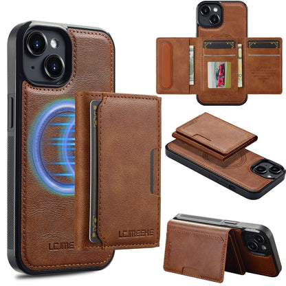 For iPhone 15 Plus / 14 Plus LC.IMEEKE L5 Series Detachable RFID Card Bag Magsafe Phone Case(Brown) - iPhone 15 Plus Cases by LC.IMEEKE | Online Shopping UK | buy2fix