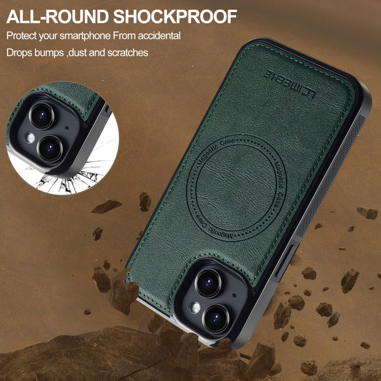 For iPhone 14 / 13 LC.IMEEKE L5 Series Detachable RFID Card Bag Magsafe Phone Case(Green) - iPhone 14 Cases by LC.IMEEKE | Online Shopping UK | buy2fix