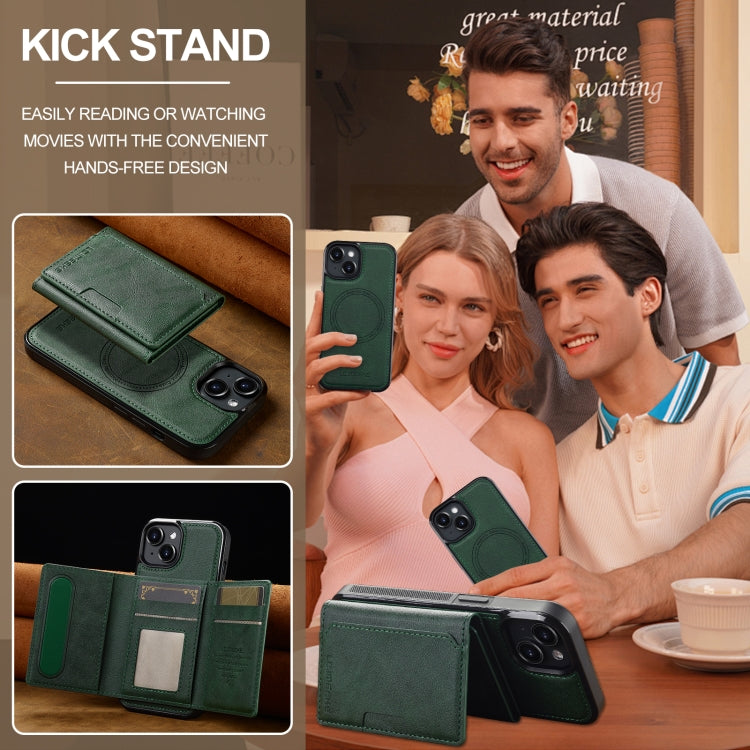 For iPhone 14 / 13 LC.IMEEKE L5 Series Detachable RFID Card Bag Magsafe Phone Case(Green) - iPhone 14 Cases by LC.IMEEKE | Online Shopping UK | buy2fix