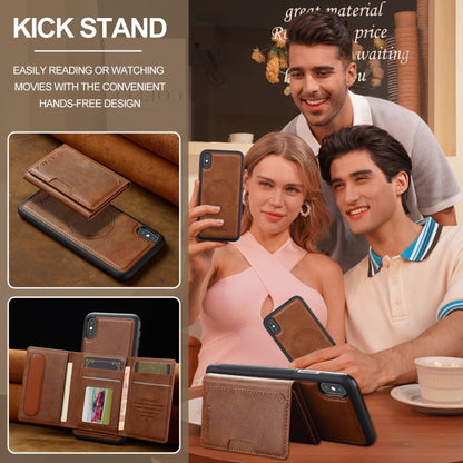 For iPhone XS / X LC.IMEEKE L5 Series Detachable RFID Card Bag Magsafe Phone Case(Brown) - More iPhone Cases by LC.IMEEKE | Online Shopping UK | buy2fix