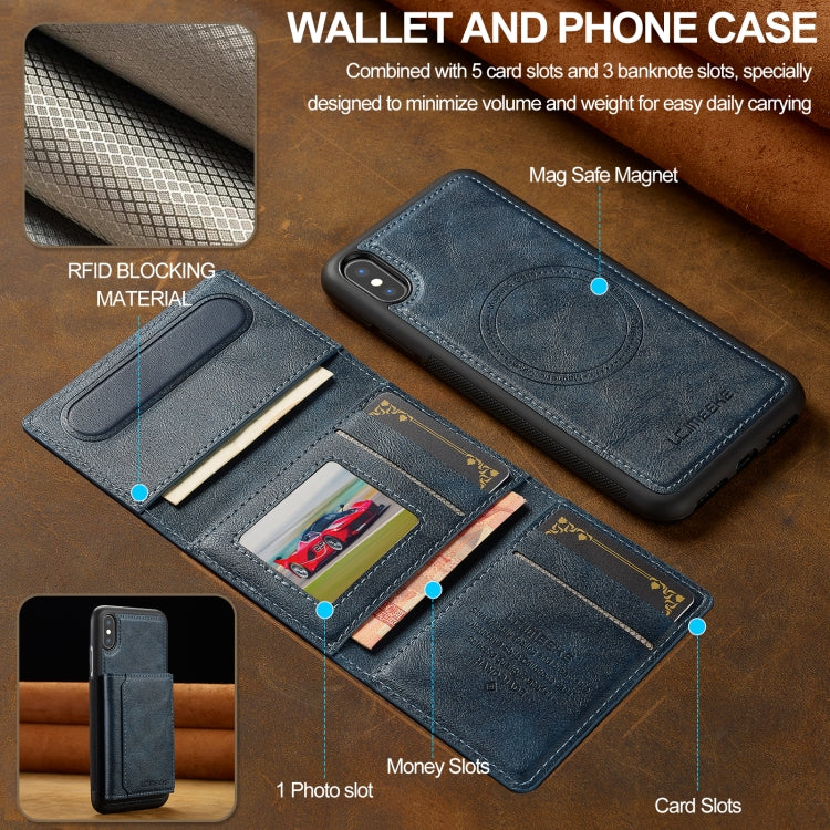 For iPhone XS / X LC.IMEEKE L5 Series Detachable RFID Card Bag Magsafe Phone Case(Blue) - More iPhone Cases by LC.IMEEKE | Online Shopping UK | buy2fix