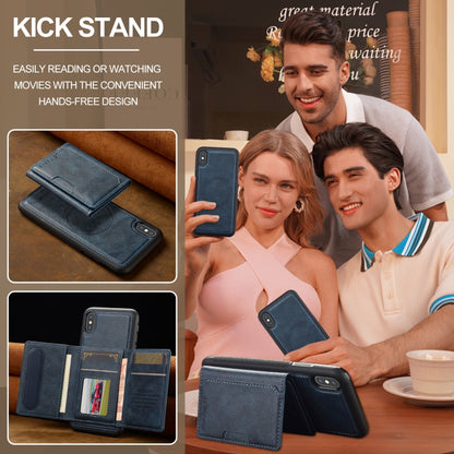 For iPhone XS / X LC.IMEEKE L5 Series Detachable RFID Card Bag Magsafe Phone Case(Blue) - More iPhone Cases by LC.IMEEKE | Online Shopping UK | buy2fix