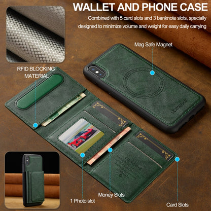 For iPhone XS / X LC.IMEEKE L5 Series Detachable RFID Card Bag Magsafe Phone Case(Green) - More iPhone Cases by LC.IMEEKE | Online Shopping UK | buy2fix