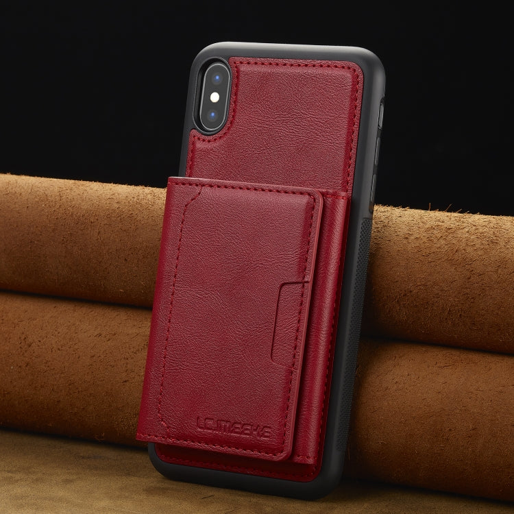 For iPhone XS / X LC.IMEEKE L5 Series Detachable RFID Card Bag Magsafe Phone Case(Red) - More iPhone Cases by LC.IMEEKE | Online Shopping UK | buy2fix
