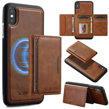 For iPhone XR LC.IMEEKE L5 Series Detachable RFID Card Bag Magsafe Phone Case(Brown) - More iPhone Cases by LC.IMEEKE | Online Shopping UK | buy2fix