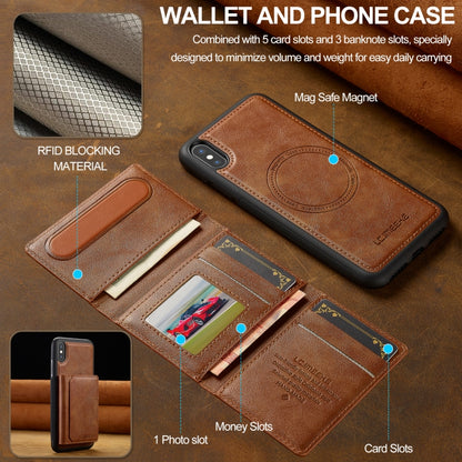 For iPhone XR LC.IMEEKE L5 Series Detachable RFID Card Bag Magsafe Phone Case(Brown) - More iPhone Cases by LC.IMEEKE | Online Shopping UK | buy2fix