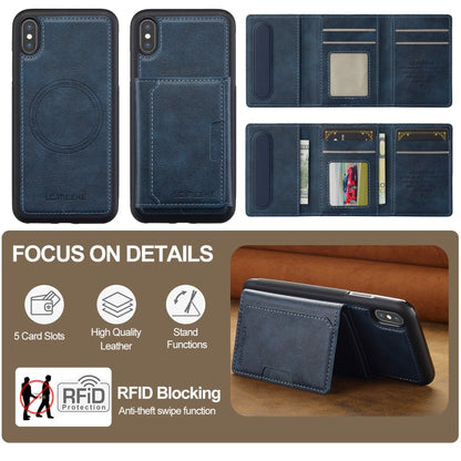 For iPhone XR LC.IMEEKE L5 Series Detachable RFID Card Bag Magsafe Phone Case(Blue) - More iPhone Cases by LC.IMEEKE | Online Shopping UK | buy2fix