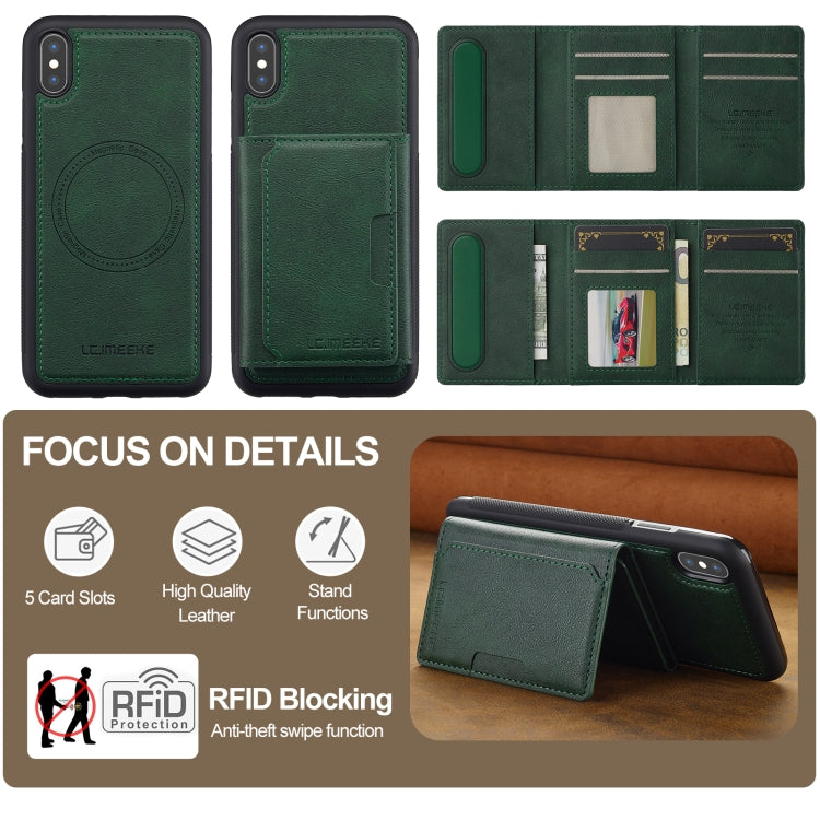 For iPhone XS Max LC.IMEEKE L5 Series Detachable RFID Card Bag Magsafe Phone Case(Green) - More iPhone Cases by LC.IMEEKE | Online Shopping UK | buy2fix