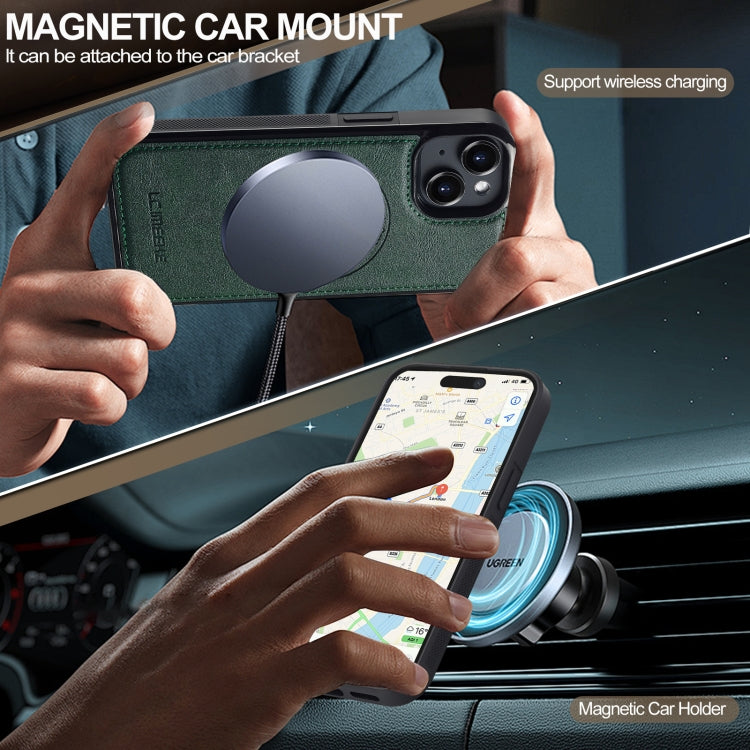 For iPhone 13 mini LC.IMEEKE L5 Series Detachable RFID Card Bag Magsafe Phone Case(Green) - iPhone 13 mini Cases by LC.IMEEKE | Online Shopping UK | buy2fix