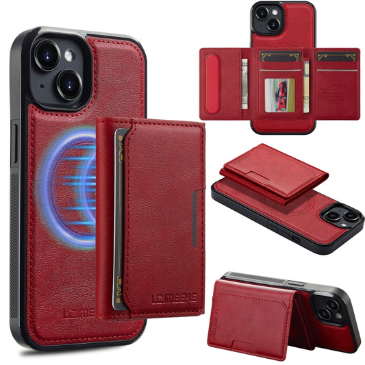 For iPhone 13 mini LC.IMEEKE L5 Series Detachable RFID Card Bag Magsafe Phone Case(Red) - iPhone 13 mini Cases by LC.IMEEKE | Online Shopping UK | buy2fix