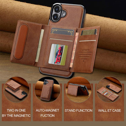 For iPhone 17 LC.IMEEKE L5 Series Detachable RFID Card Bag Magsafe Phone Case(Brown) - iPhone 17 Cases by LC.IMEEKE | Online Shopping UK | buy2fix
