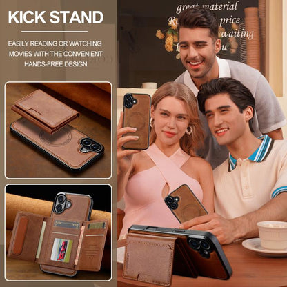 For iPhone 17 LC.IMEEKE L5 Series Detachable RFID Card Bag Magsafe Phone Case(Brown) - iPhone 17 Cases by LC.IMEEKE | Online Shopping UK | buy2fix