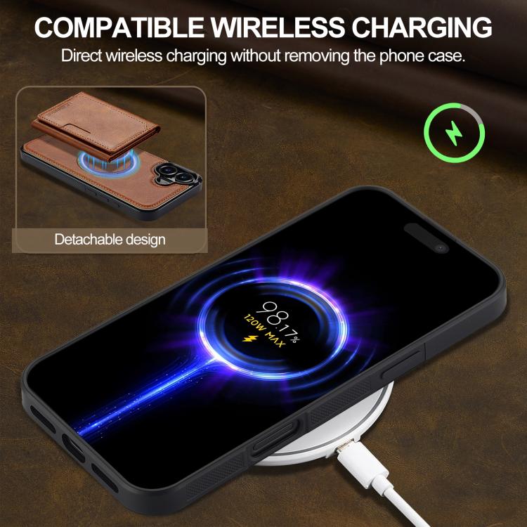 For iPhone 17 LC.IMEEKE L5 Series Detachable RFID Card Bag Magsafe Phone Case(Brown) - iPhone 17 Cases by LC.IMEEKE | Online Shopping UK | buy2fix