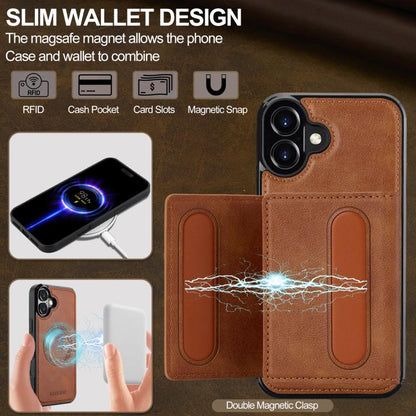 For iPhone 17 LC.IMEEKE L5 Series Detachable RFID Card Bag Magsafe Phone Case(Brown) - iPhone 17 Cases by LC.IMEEKE | Online Shopping UK | buy2fix