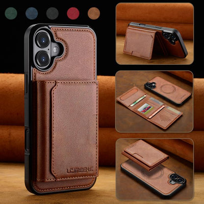 For iPhone 17 LC.IMEEKE L5 Series Detachable RFID Card Bag Magsafe Phone Case(Brown) - iPhone 17 Cases by LC.IMEEKE | Online Shopping UK | buy2fix