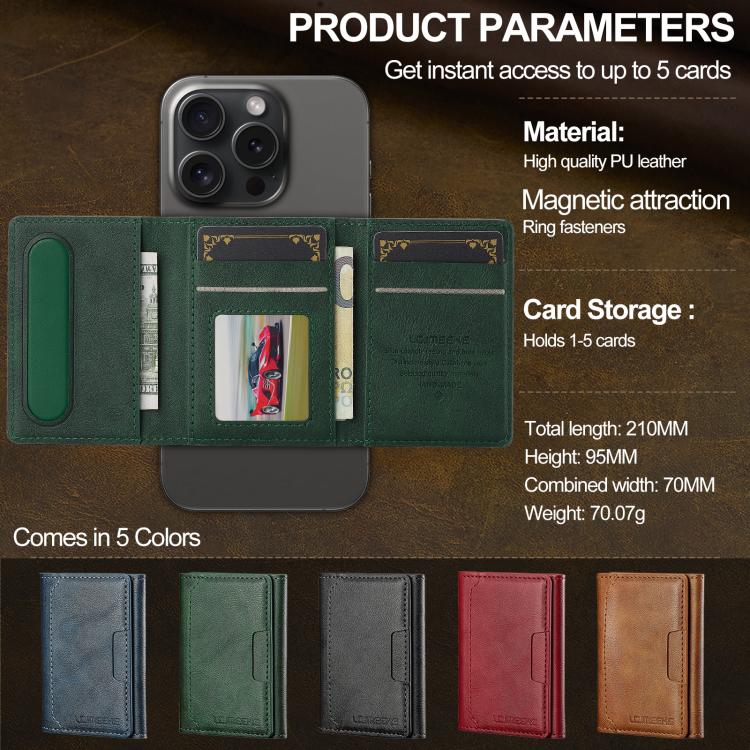 For iPhone 17 LC.IMEEKE L5 Series Detachable RFID Card Bag Magsafe Phone Case(Green) - iPhone 17 Cases by LC.IMEEKE | Online Shopping UK | buy2fix