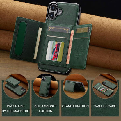 For iPhone 17 LC.IMEEKE L5 Series Detachable RFID Card Bag Magsafe Phone Case(Green) - iPhone 17 Cases by LC.IMEEKE | Online Shopping UK | buy2fix