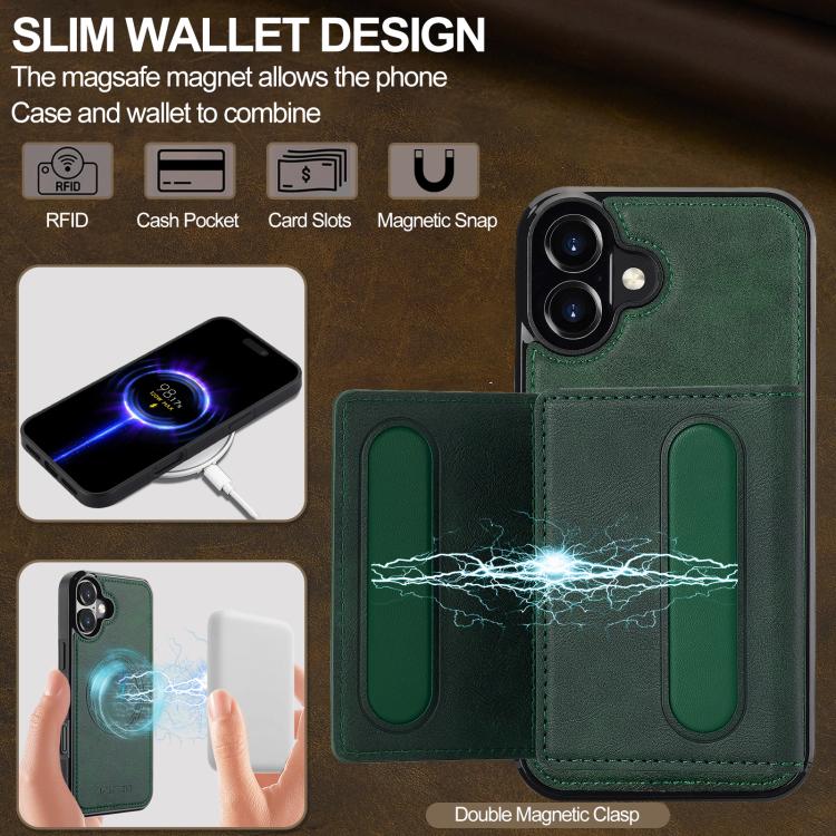 For iPhone 17 LC.IMEEKE L5 Series Detachable RFID Card Bag Magsafe Phone Case(Green) - iPhone 17 Cases by LC.IMEEKE | Online Shopping UK | buy2fix