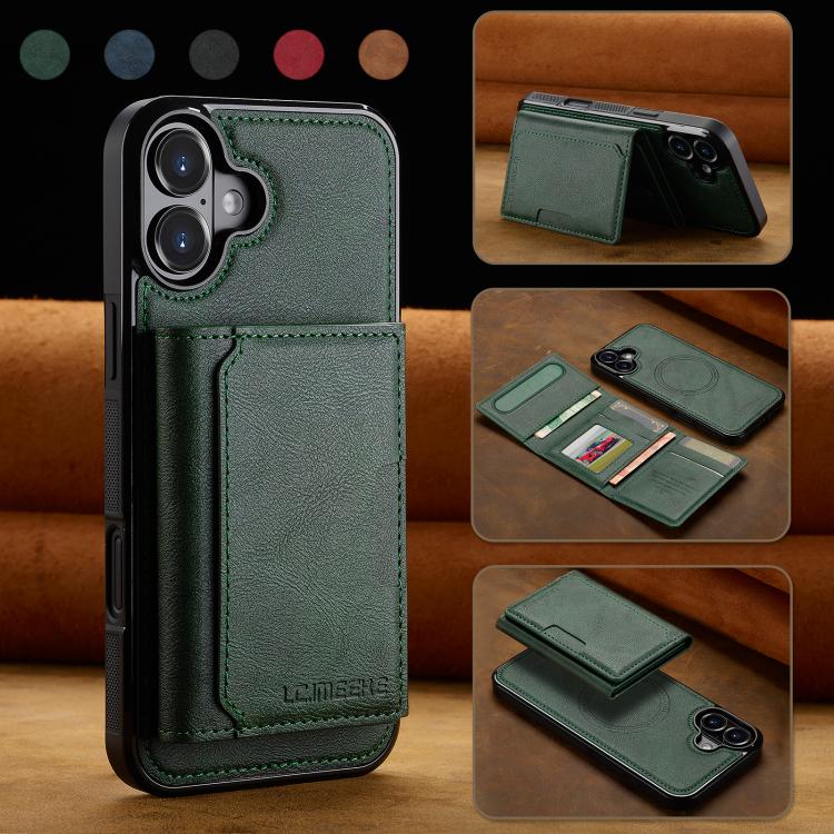For iPhone 17 LC.IMEEKE L5 Series Detachable RFID Card Bag Magsafe Phone Case(Green) - iPhone 17 Cases by LC.IMEEKE | Online Shopping UK | buy2fix