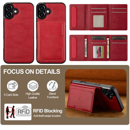 For iPhone 17 LC.IMEEKE L5 Series Detachable RFID Card Bag Magsafe Phone Case(Red) - iPhone 17 Cases by LC.IMEEKE | Online Shopping UK | buy2fix