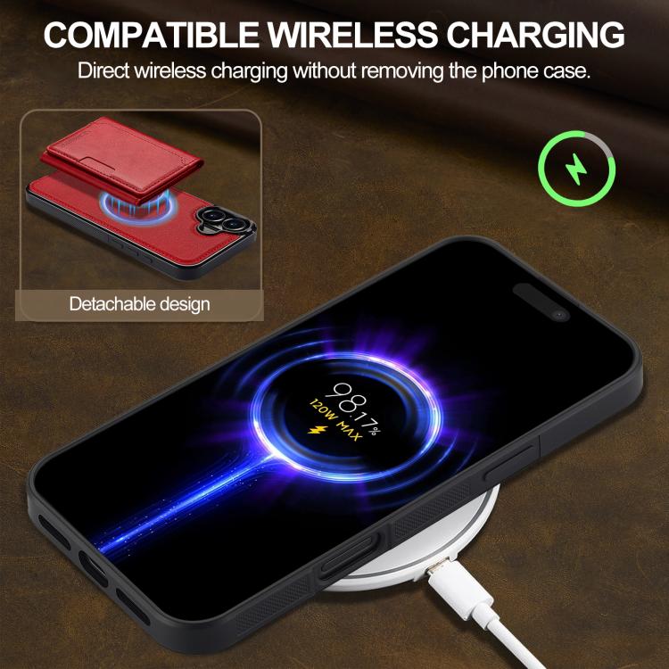 For iPhone 17 LC.IMEEKE L5 Series Detachable RFID Card Bag Magsafe Phone Case(Red) - iPhone 17 Cases by LC.IMEEKE | Online Shopping UK | buy2fix